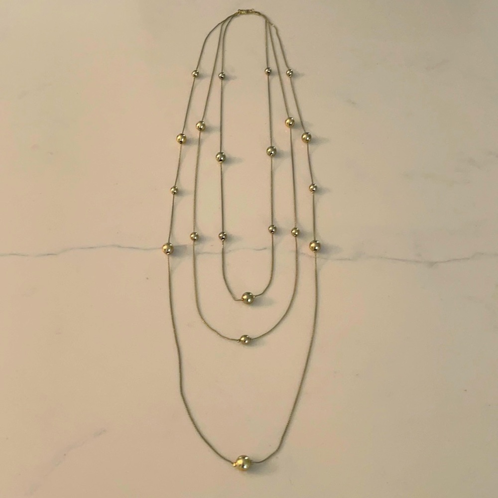 Gold Ball 3 Chain Necklace, Fashion Jewelry